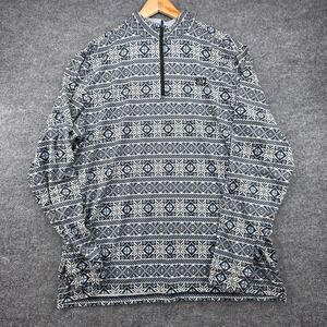 Good Good‎ Golf Mens 2XL Quarter Zip Pullover Blue Black Snowflake Print